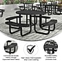 Flash Furniture Creekside Outdoor Picnic Table with Mesh Seats and Umbrella Hole, Black (SLFEMR46BK)~#|#~sp229600713_sc7