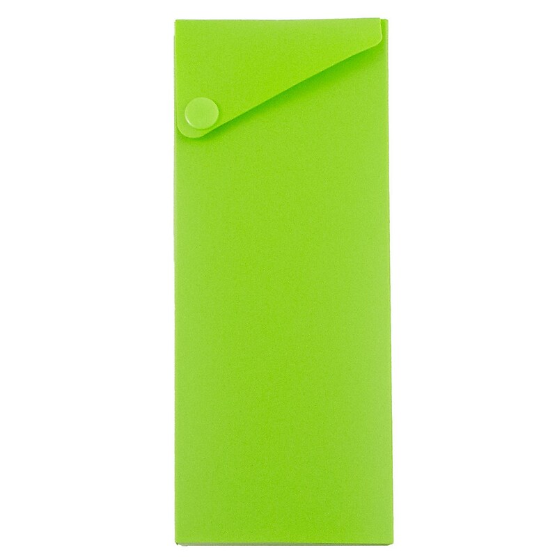 JAM Paper Plastic Sliding Pencil Case Box with Button Snap, Lime Green (2166513298) image 1