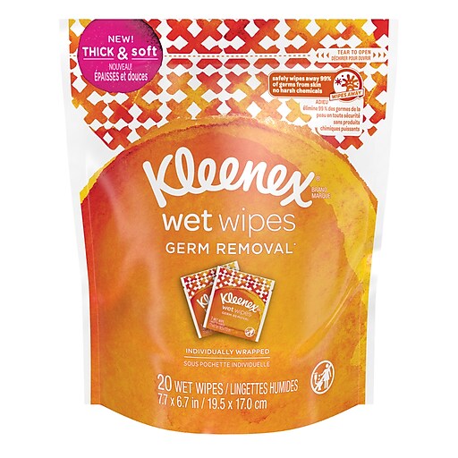 Kleenex Wet Wipes Germ Removal for Hands and Face