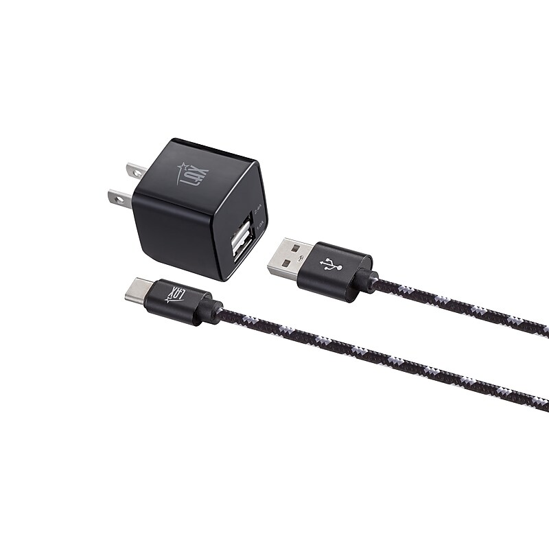 LAX Gadgets LAX Type C 6ft Charger with Wall Charger Black (USBCWALL6FT-BLK) image 1