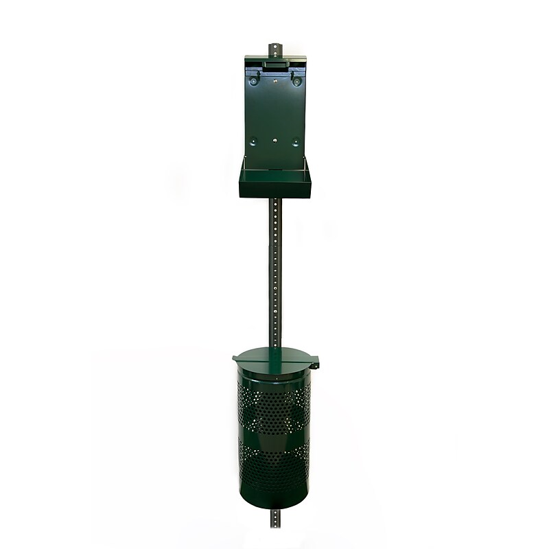 Poopy Pouch 10 Gallon Steel Trash Can Station with Lid, Green (PP-H-Kit) image 1