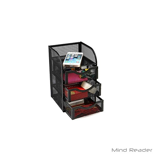 Mind Reader Mini Desk Supplies Office Supplies Organizer, 3 Drawers, 1