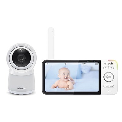 VTech Smart Wi-Fi 1080p Video Baby Monitor System with 5-In. Display, Night-Light & Remote Access, White (RM5754HD) Sansujyuku sansujyuku.com
