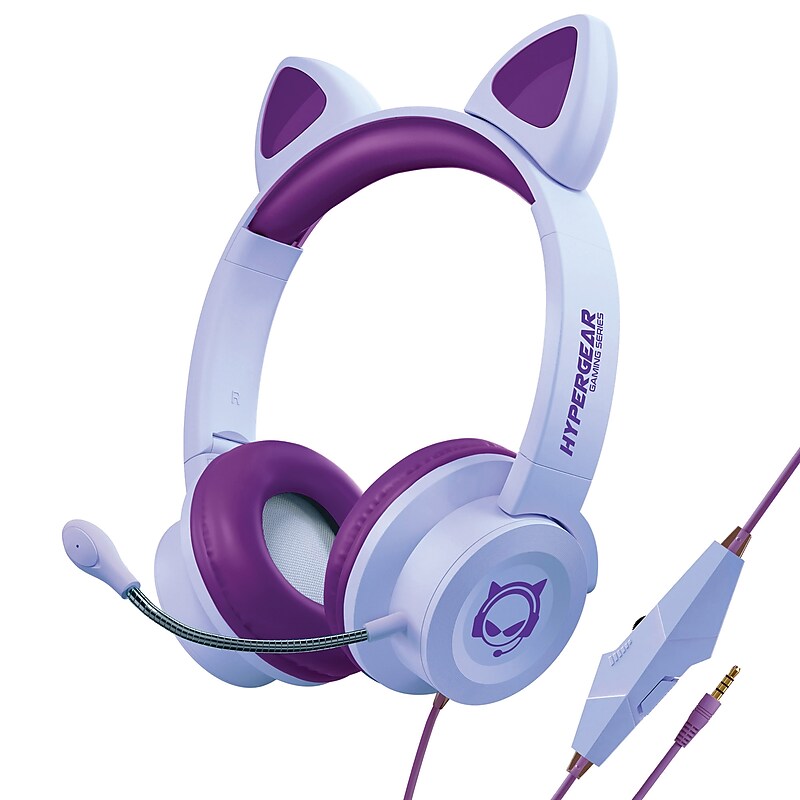 HyperGear Kombat Kitty Gaming Headset for Kids, 3.5mm, Purple (15555) image 1