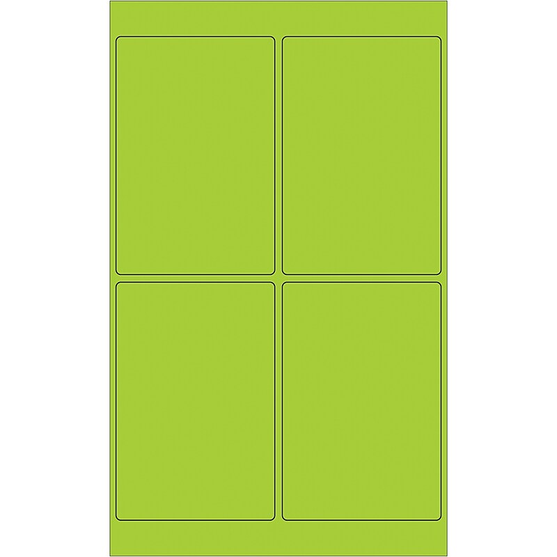 Tape Logic Rectangle Laser Labels, 4" x 6", Fluorescent Green, 400/Case (LL186GN) image 1
