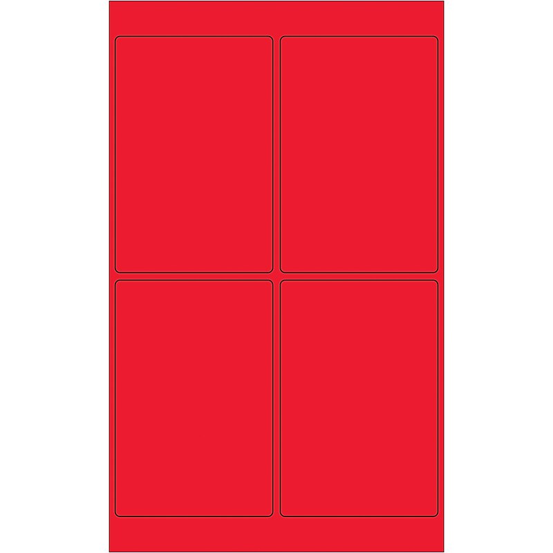 Tape Logic® Rectangle Laser Labels, 4" x 6", Fluorescent Red, 400/Case (LL186RD) image 1