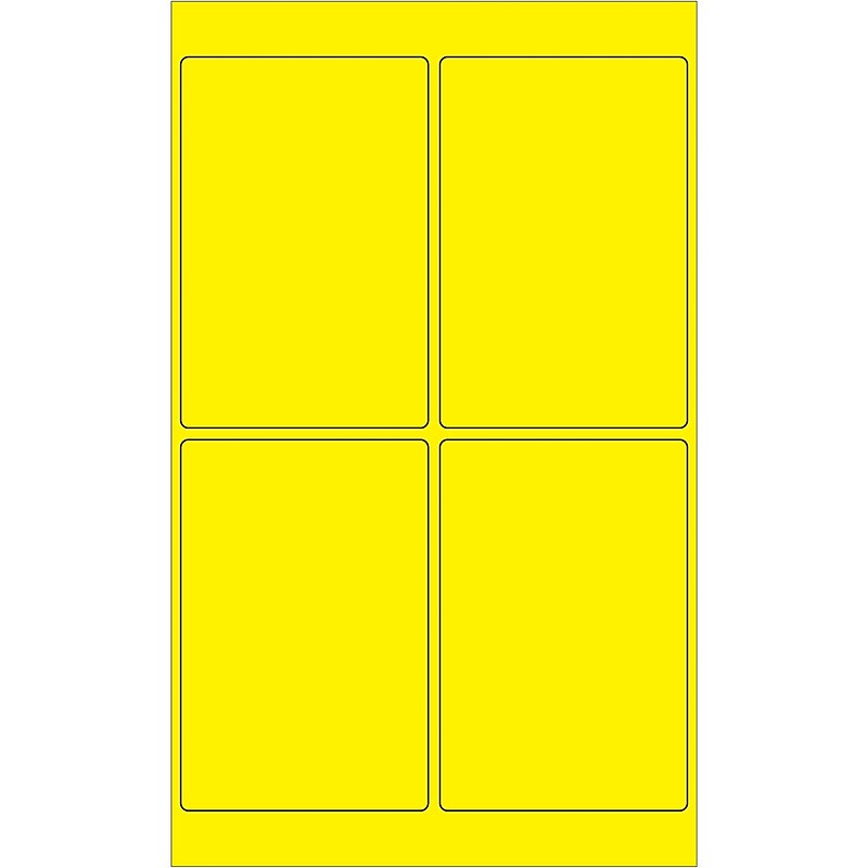 Tape Logic® Rectangle Laser Labels, 4" x 6", Fluorescent Yellow, 400/Case (LL186YE) image 1