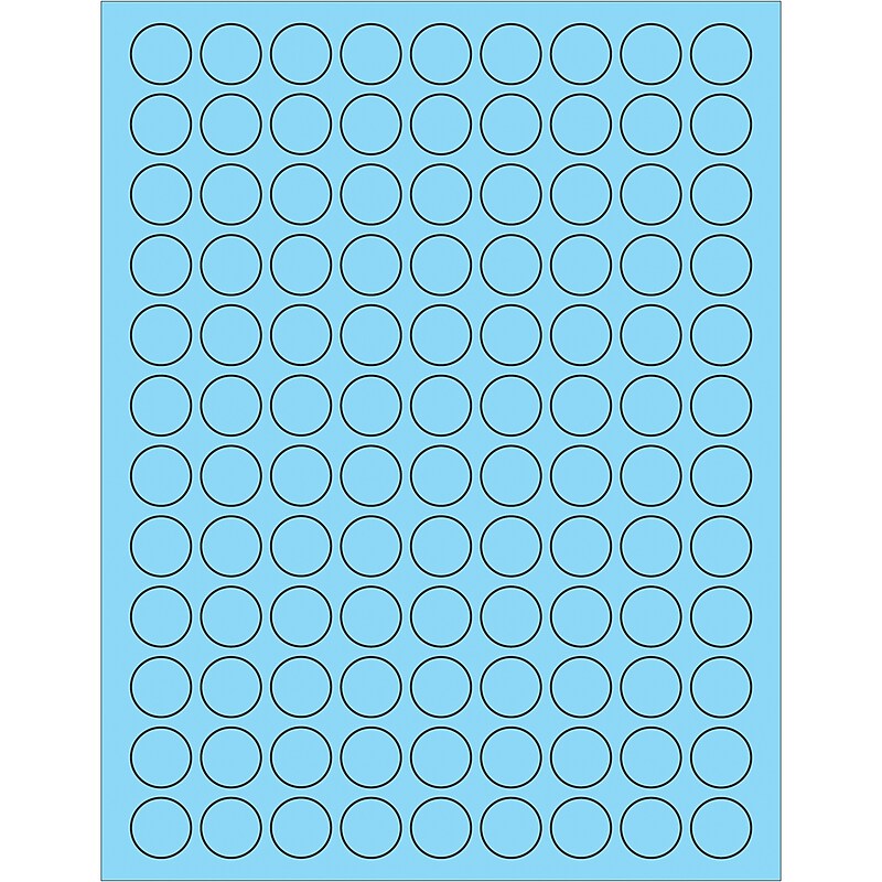 Tape Logic® Fluorescent Circle Laser Labels, 3/4", Pastel Blue, 10800/Case (LL190BE) image 1