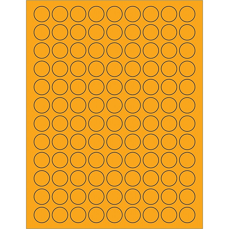 Tape Logic® Fluorescent Circle Laser Labels, 3/4", Fluorescent Orange, 10800/Case (LL190OR) image 1