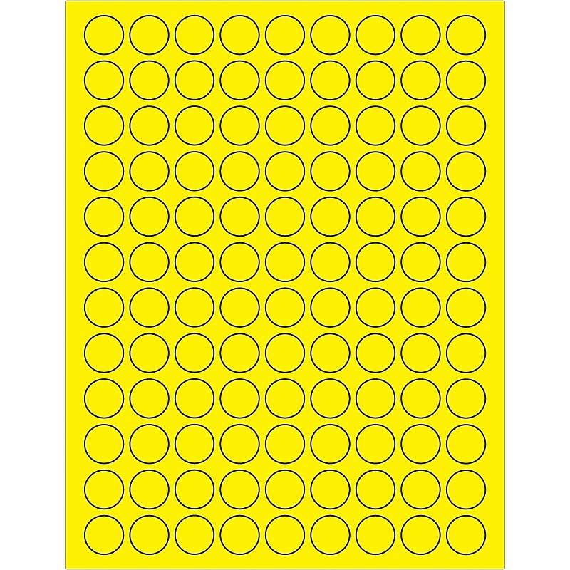 Tape Logic® Fluorescent Circle Laser Labels, 3/4", Fluorescent Yellow, 10800/Case (LL190YE) image 1
