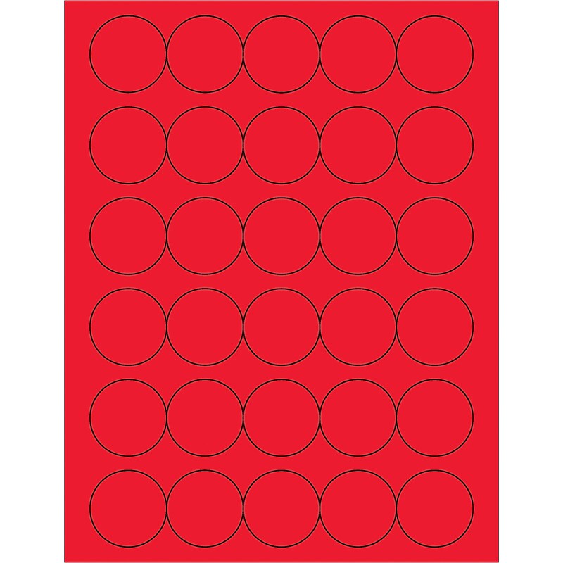Tape Logic® Fluorescent Circle Laser Labels, 1 1/2", Fluorescent Red, 3000/Case (LL192RD) image 1