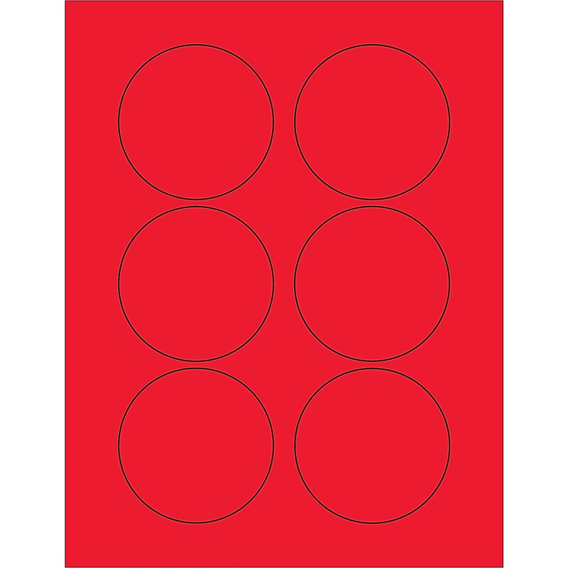 Tape Logic Fluorescent Circle Laser Labels, 3", Fluorescent Red, 600/Case (LL195RD) image 1
