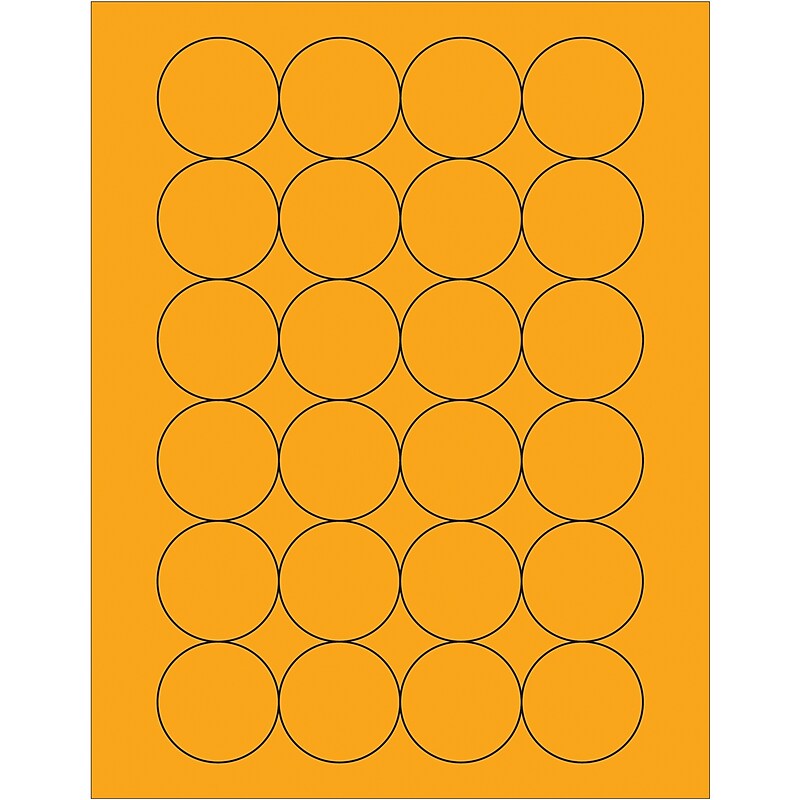 Tape Logic Fluorescent Circle Laser Labels, 1 2/3", Fluorescent Orange, 2400/Case (LL196OR) image 1