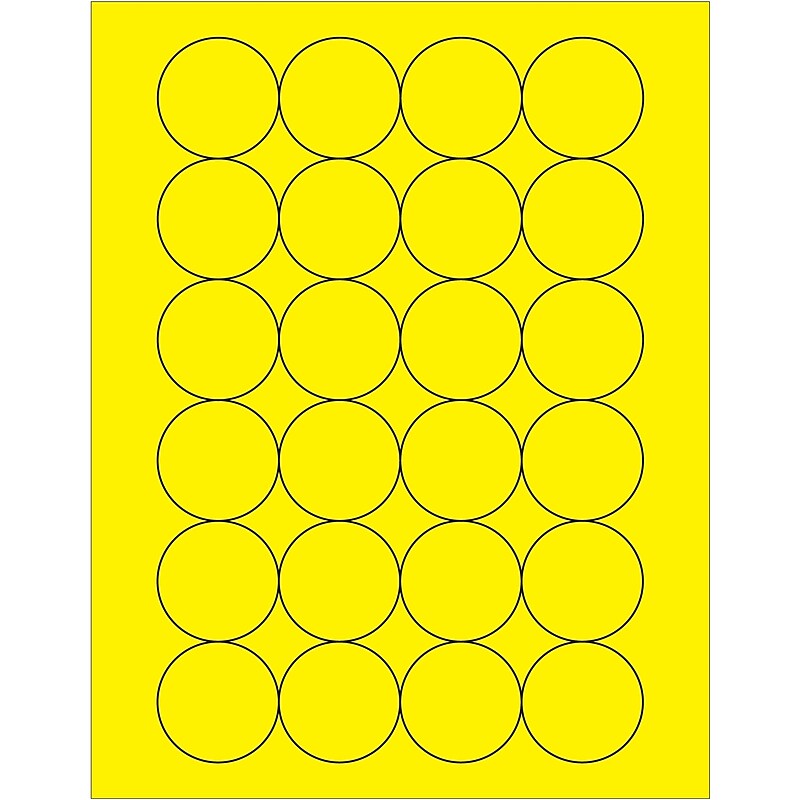 Tape Logic Fluorescent Circle Laser Labels, 1 2/3", Fluorescent Yellow, 2400/Case (LL196YE) image 1