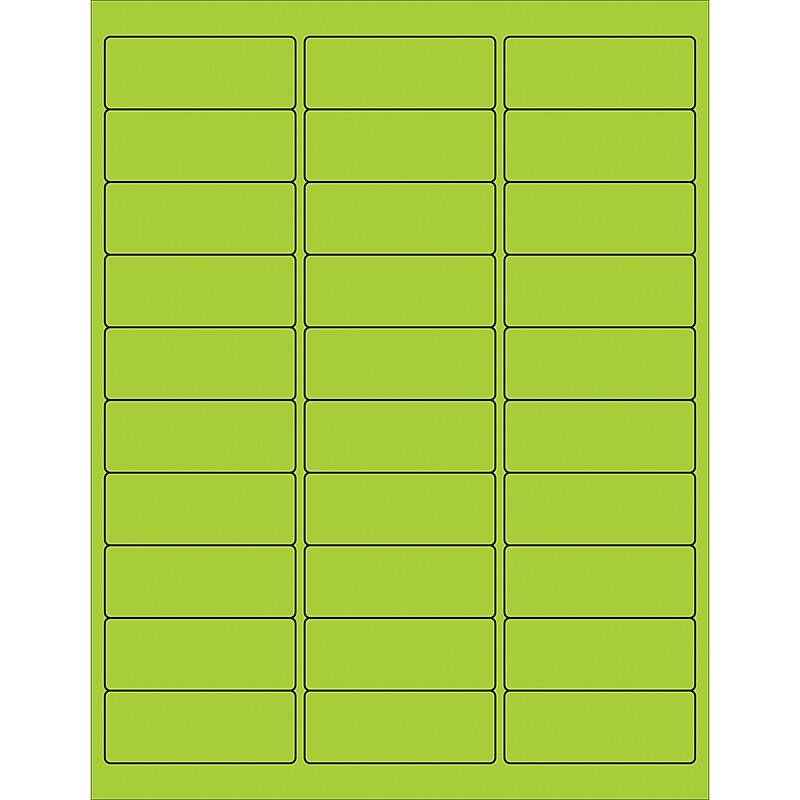 Tape Logic® Removable Rectangle Laser Labels, 2 5/8" x 1", Fluorescent Green, 3000/Case (LL405GN) image 1
