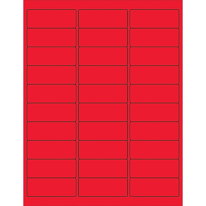 Tape Logic® Removable Rectangle Laser Labels, 2 5/8" x 1", Fluorescent Red, 3000/Case (LL405RD) image 1
