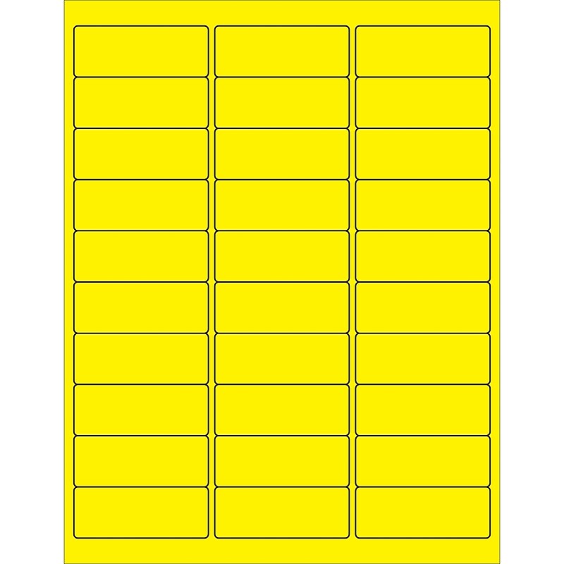 Tape Logic® Removable Rectangle Laser Labels, 2 5/8" x 1", Fluorescent Yellow, 3000/Case (LL405YE) image 1
