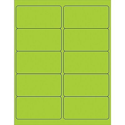 Pack of 1000 Aviditi LL410GN Tape Logic Removable Rectangle Laser Labels 4 x 2 4 Width 2 Height Fluorescent Green