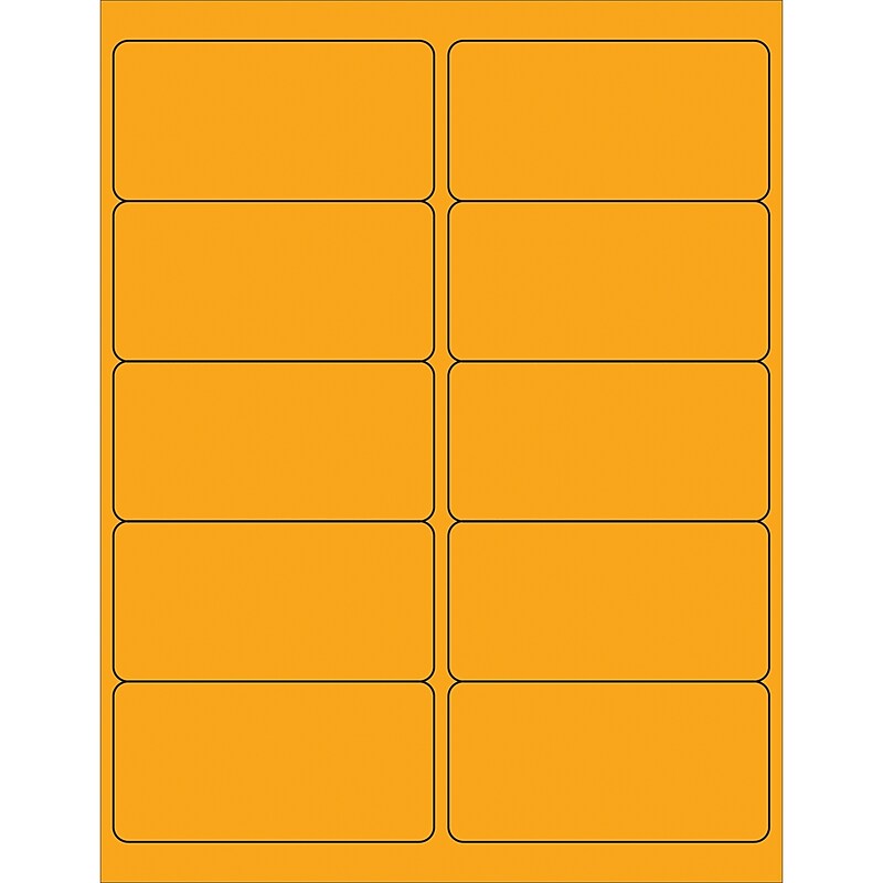 Tape Logic® Removable Rectangle Laser Labels, 4" x 2", Fluorescent Orange, 1000/Case (LL410OR) image 1