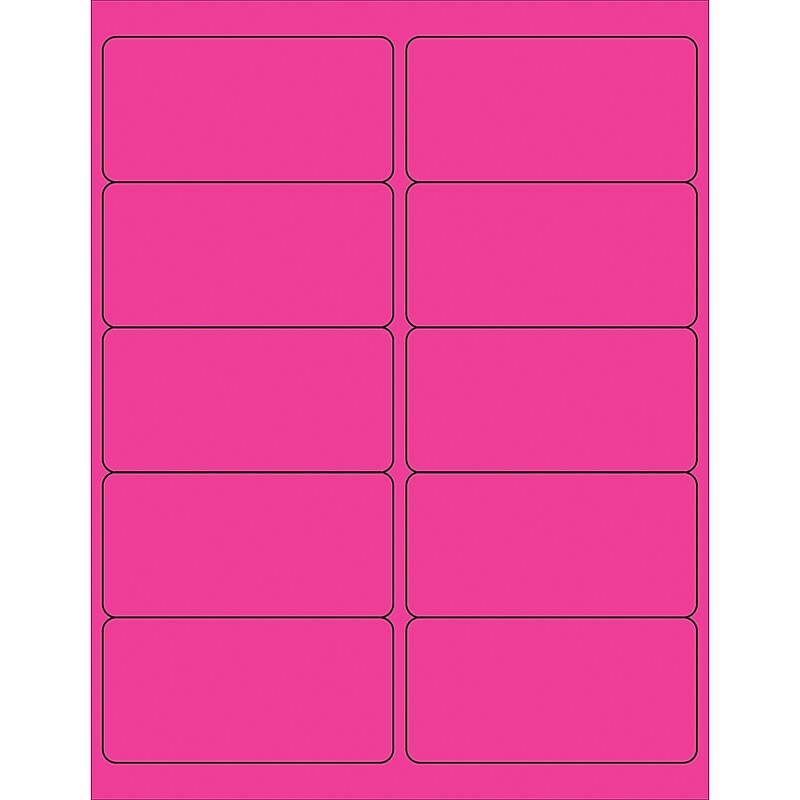 Tape Logic® Removable Rectangle Laser Labels, 4" x 2", Fluorescent Pink, 1000/Case (LL410PK) image 1