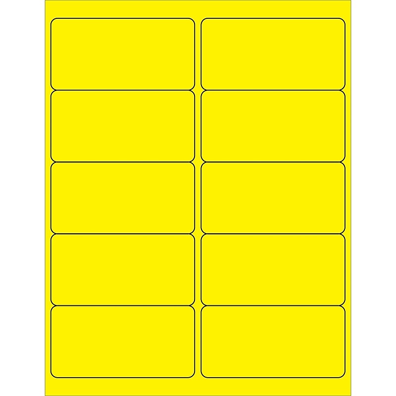 Tape Logic® Removable Rectangle Laser Labels, 4" x 2", Fluorescent Yellow, 1000/Case (LL410YE) image 1