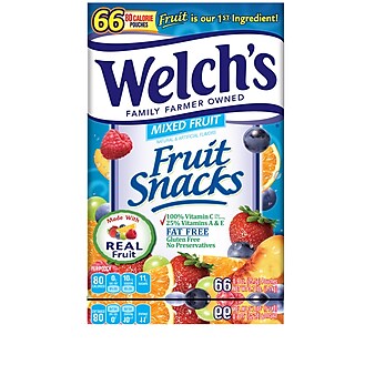 Welch's Gluten Free Mixed Fruit Snacks, 66 Packs/Box (PIM69866)