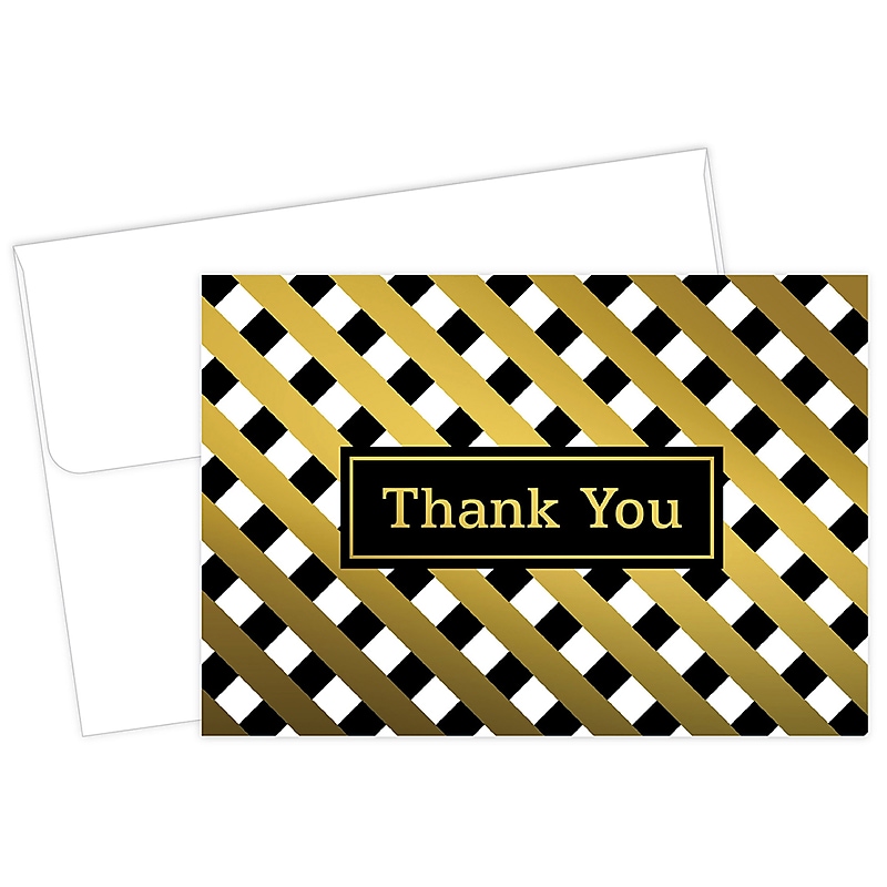 Masterpiece Studios Great Papers!® Lattice with Gold Foil Thank You Note Card, 4.875"H x 3.35"W (folded), 50 count (2017057) image 1