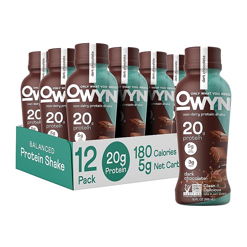 OWYN Dark Chocolate Protein Drink, 12 oz, 12/Pack (382-00001) image 1