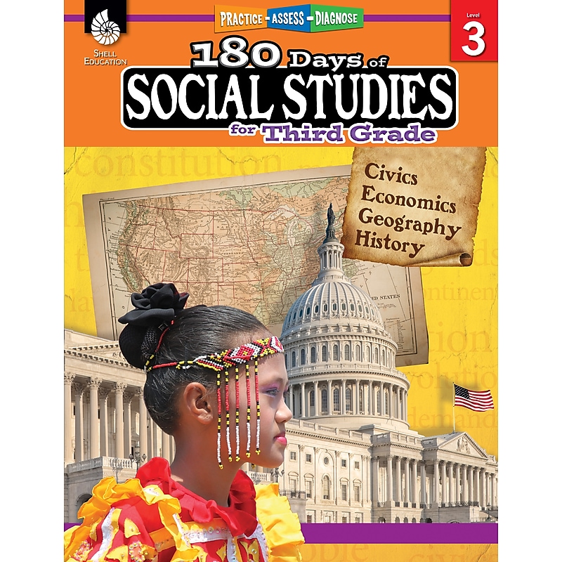 Shell Education 180 Days of Social Studies for Third Grade Book (51395) image 1
