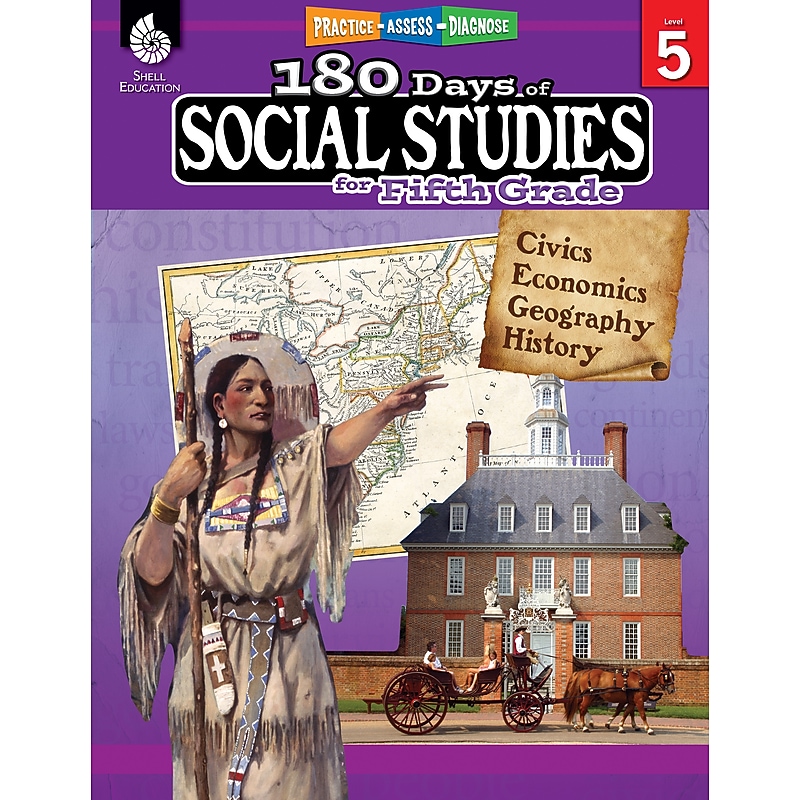 Shell Education 180 Days of Social Studies for Fifth Grade Book (51397) image 1