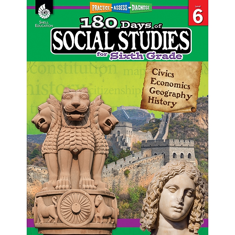 Shell Education 180 Days of Social Studies for Sixth Grade Book (51398) image 1