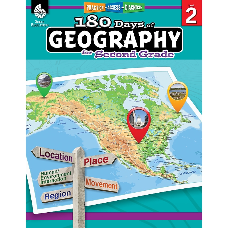 Shell Education 180 Days of Geography for Second Grade Book (28623) image 1