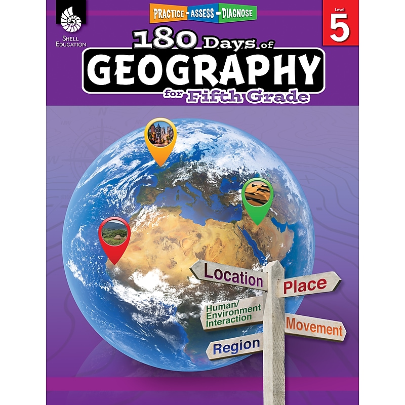 Shell Education 180 Days of Geography for Fifth Grade Book (28626) image 1