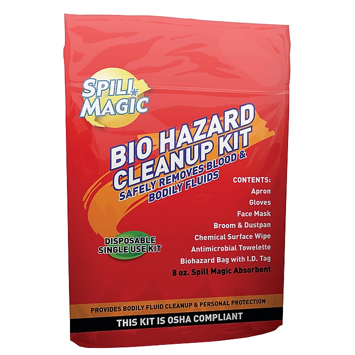 Acme United Spill Magic 8 Piece Biohazard Cleanup Kit, 4/Carton