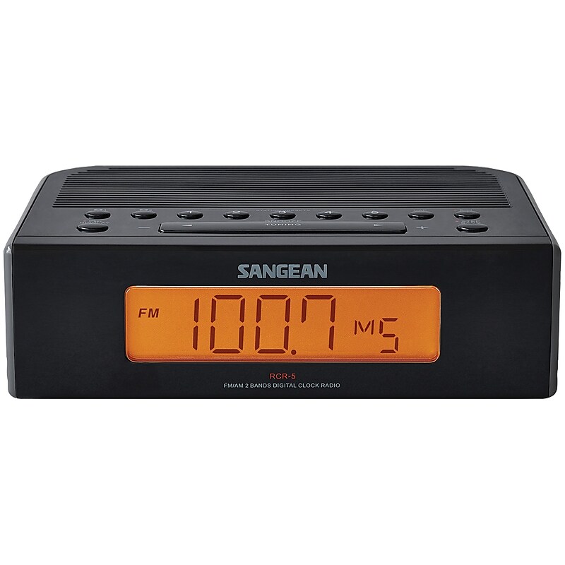 Sangean RCR-5BK AM/FM Digital Tuning Clock Radio, Black (SNGRCR5BK) image 1