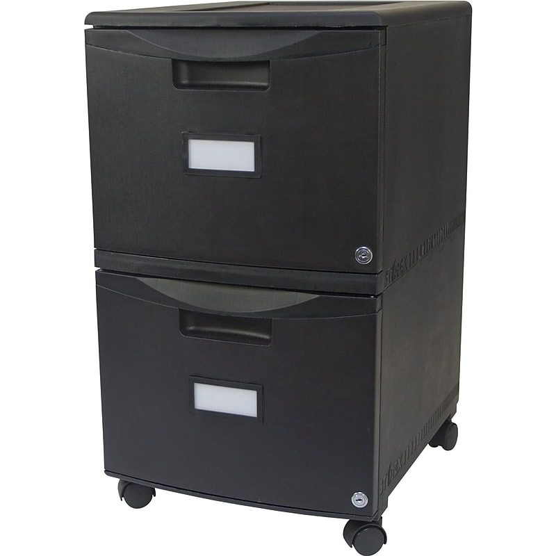 Storex 2-Drawer Mobile Vertical File Cabinet, Letter Size, Lockable, 18.25"H x 14.75"W x 26"D, Black (STX61312U01C) image 1