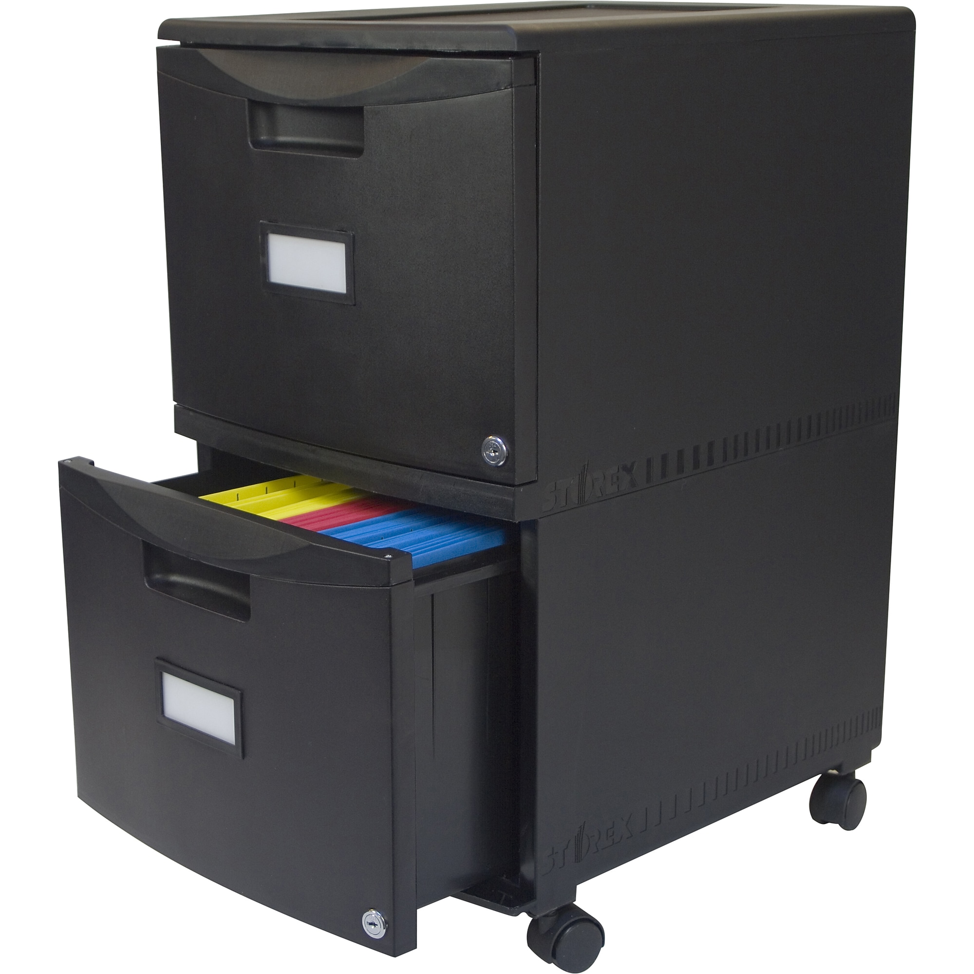 Storex 2-Drawer Mobile Vertical File Cabinet, Letter Size, Lockable, 18.25″H x 14.75″W x 26″D, Black (STX61312U01C) Sansujyuku sansujyuku.com