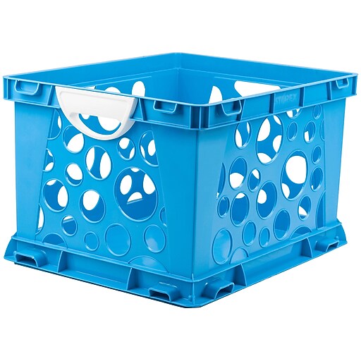 Storex Premium File Crate with Handles, 17.25"L x 14.25"W x 10.5"H, Blue (STX61455U03C) Staples