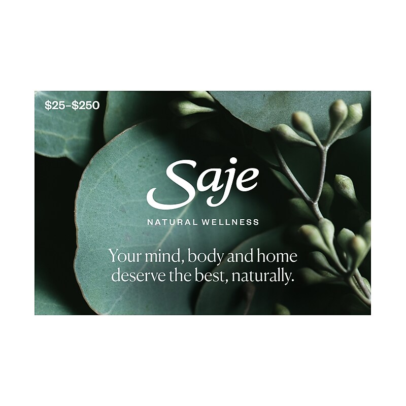 Saje Natural Wellness $25.00 Gift Card, Email Delivery (1029048B2500) image 1