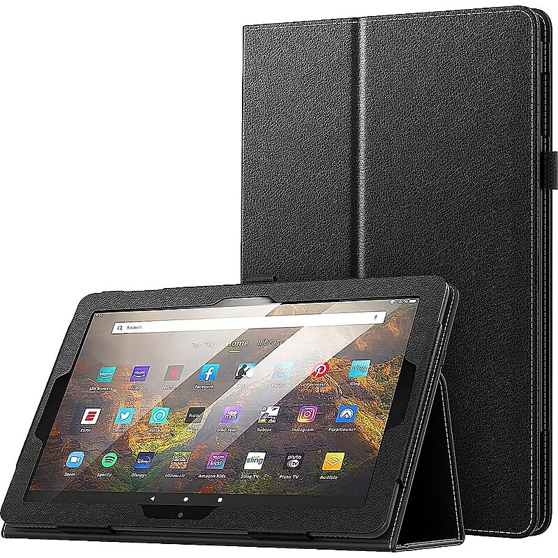 SaharaCase Bi-Fold Faux Leather 11.9" Folio Case for Amazon Fire HD 10, Black (TB00362) image 1