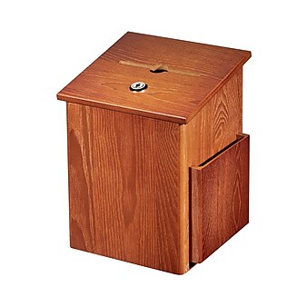 AdirOffice Square Wood Suggestion Box With Lock and Pen (ADI632-01-MEO)