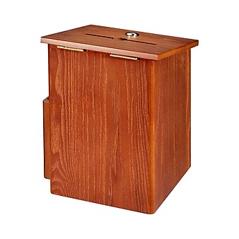 AdirOffice Square Wood Suggestion Box With Lock and Pen (ADI632-01-MEO)