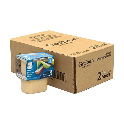 Gerber 2nd Foods Banana Apple Pear Baby Food, 4 oz, 2-Packs, 8 Count
