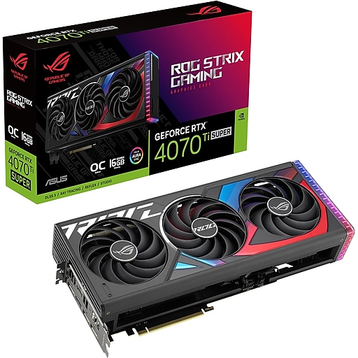 Asus ROG Strix GeForce RTX 4070 Ti SUPER Nvidia PCI Express 4.0 16GB GDDR6X Gaming Graphics Card, Black Asus ROG Strix GeForce RTX 4070 Ti SUPER Nvidia PCI Express 4.0 16GB GDDR6X Gaming Graphics Card, Black