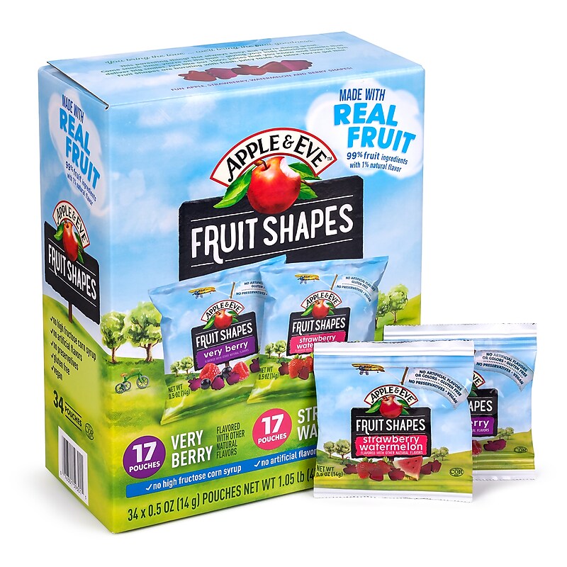 Apple & Eve Fruit Shapes Very Berry and Strawberry Watermelon Variety Pack, 0.5 oz, 34/Pack (220-02319) image 1