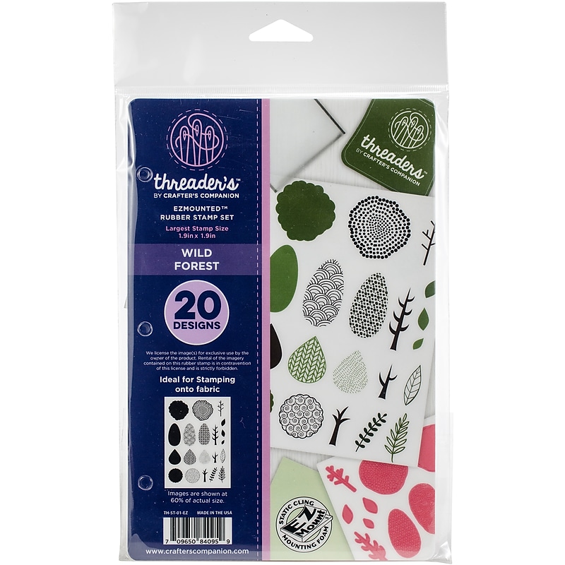 Crafter's Companion Wild Forest Crafter's Companion Threaders Rubber Stamp Set, 5.5" x 8.25" (THST01EZ) image 1
