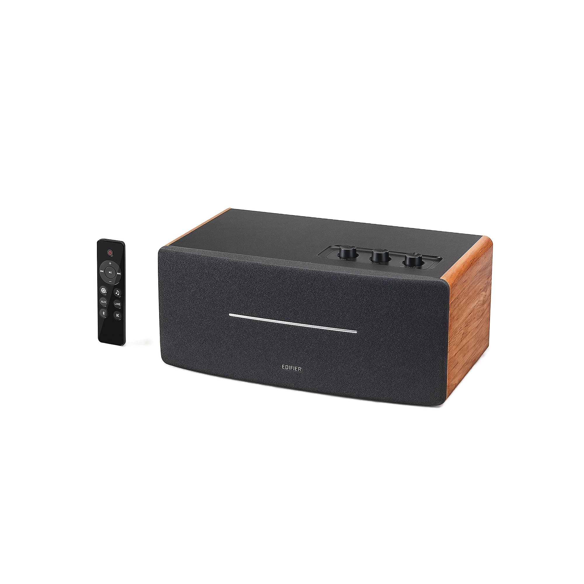 Edifier Wireless Bluetooth 70W Amplified Integrated Desktop Stereo Speaker with Remote, Brown (D12) Sansujyuku sansujyuku.com