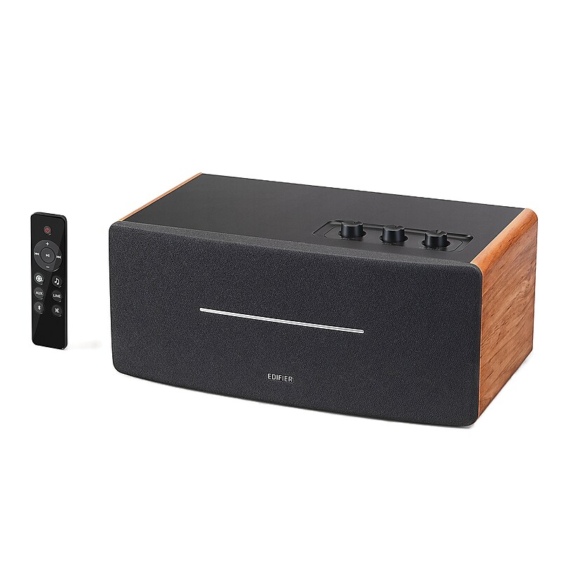Edifier Wireless Bluetooth 70W Amplified Integrated Desktop Stereo Speaker with Remote, Brown (D12) image 1