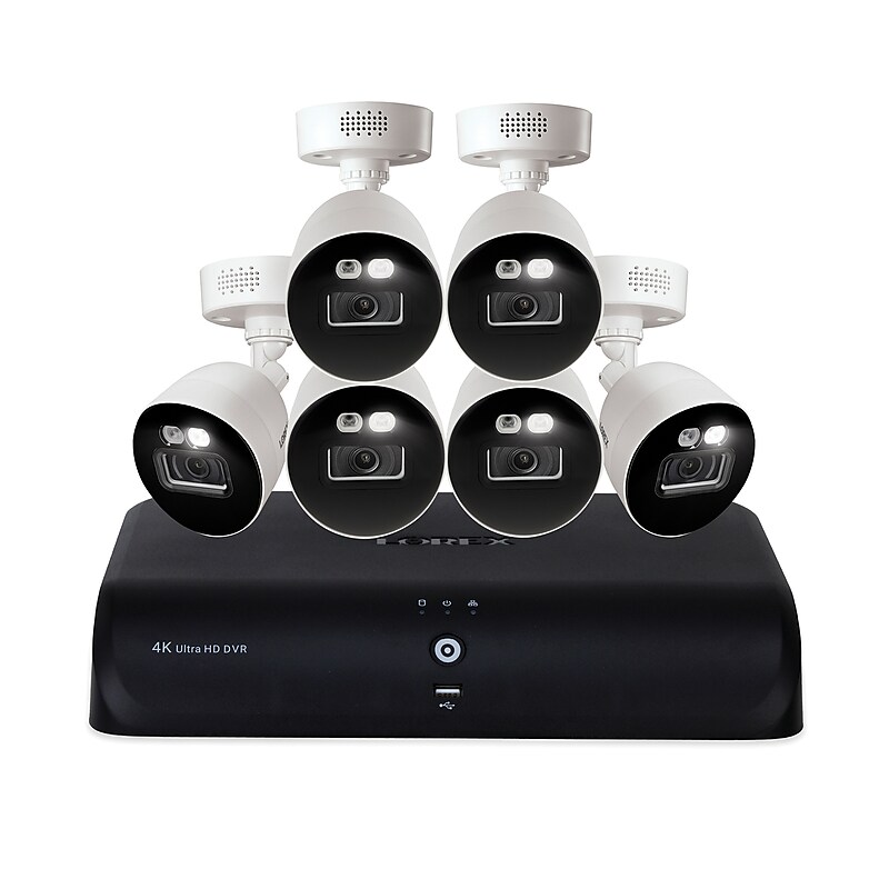 Lorex Fusion 4K 8.0-MP 12-Camera-Capable 2-TB DVR System with 6 Wired Smart Deterrence CVI Cameras, White (D881A82B-8DA6-E) image 1