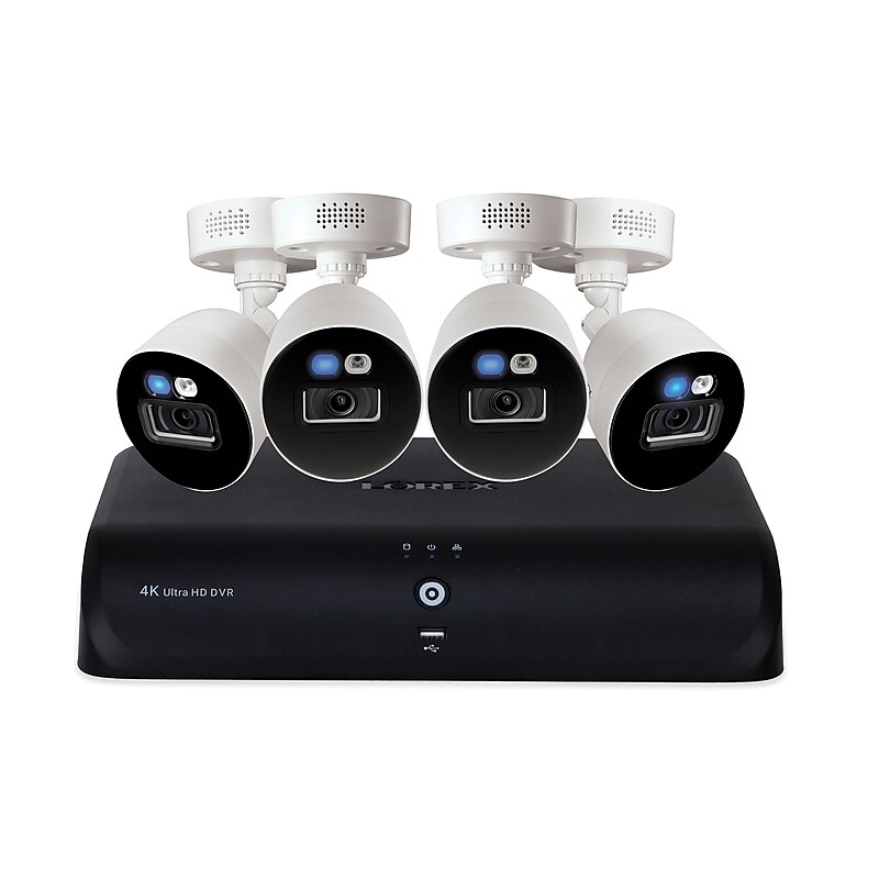 Lorex Fusion 4K 8.0-MP 12-Camera-Capable 2-TB DVR System with 4 Wired Smart Deterrence Cameras, White (D881A82B-8DA4-E) image 1